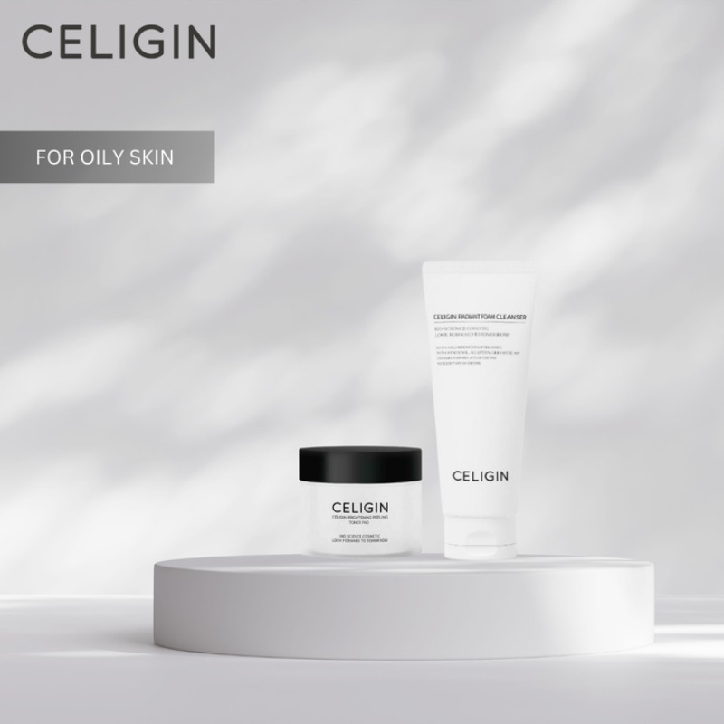 CELIGIN OILY SKIN COMBO (Radiant foam Cleanser and Brightening Peeling Toner Pad) - Main product image